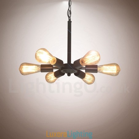 Designer Touch Decorative 6 Light Rustic Retro Vintage Black Pendant Light Design