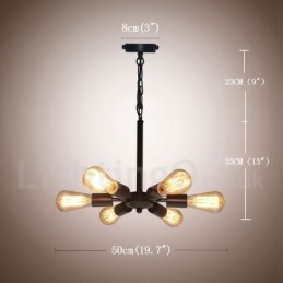 Designer Touch Decorative 6 Light Rustic Retro Vintage Black Pendant Light Design