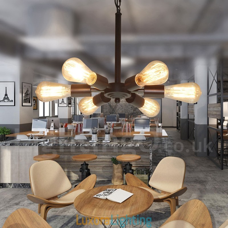 Designer Touch Decorative 6 Light Rustic Retro Vintage Black Pendant Light Design