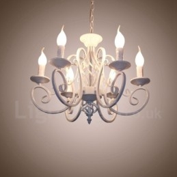 Designer Touch Decorative 6 Light Rustic Retro Vintage Black White Pendant Candle Chandelier