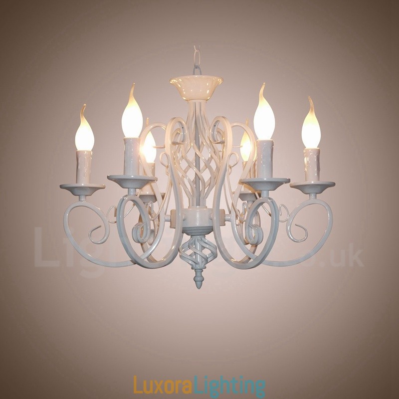 Designer Touch Decorative 6 Light Rustic Retro Vintage Black White Pendant Candle Chandelier