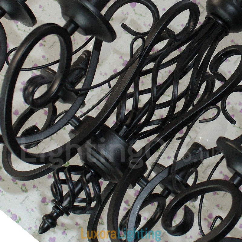 Designer Touch Decorative 6 Light Rustic Retro Vintage Black White Pendant Candle Chandelier