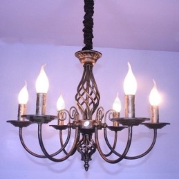 Designer Touch Decorative 6 Light Rustic Retro Vintage Black White Pendant Candle Chandelier