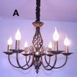 Designer Touch Decorative 6 Light Rustic Retro Vintage Black White Pendant Candle Chandelier