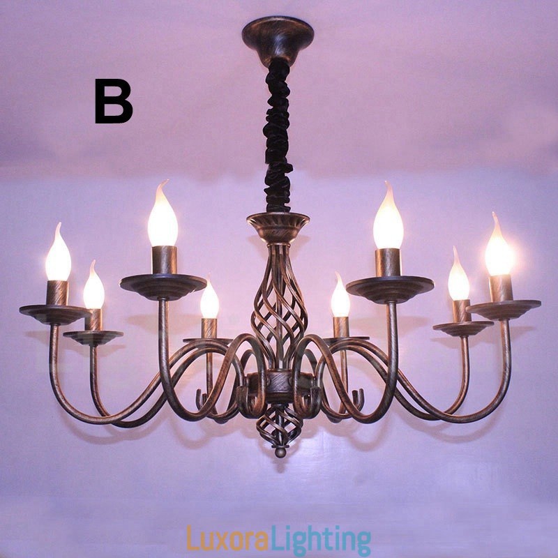 Designer Touch Decorative 6 Light Rustic Retro Vintage Black White Pendant Candle Chandelier