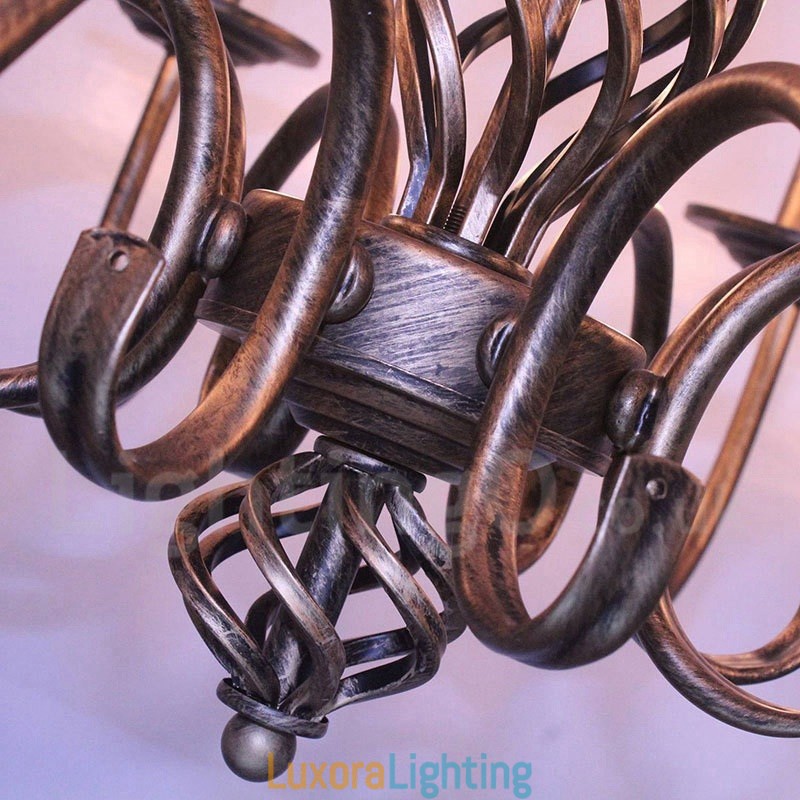 Designer Touch Decorative 6 Light Rustic Retro Vintage Black White Pendant Candle Chandelier