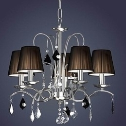 Designer Touch Decorative Cloth Lamp Shade Crystal Chandelier 5 Lights