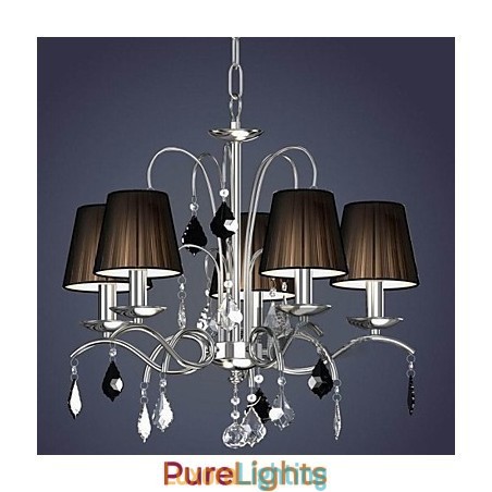 Designer Touch Decorative Cloth Lamp Shade Crystal Chandelier 5 Lights