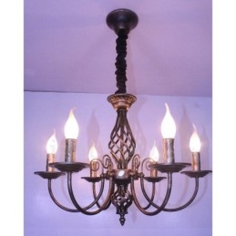Designer Touch Decorative 6 Light Rustic Retro Vintage Black White Pendant Candle Chandelier