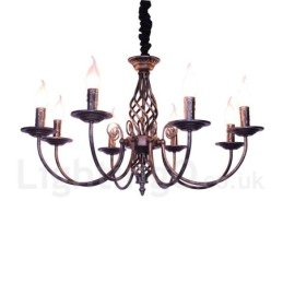 Designer Touch Decorative 6 Light Rustic Retro Vintage Black White Pendant Candle Chandelier