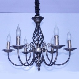 Designer Touch Decorative 6 Light Rustic Retro Vintage Black White Pendant Candle Chandelier