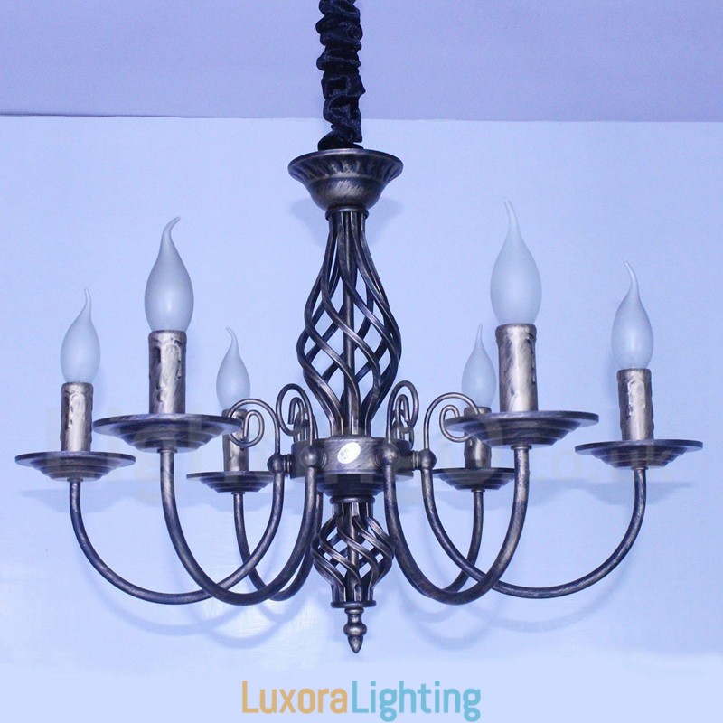 Designer Touch Decorative 6 Light Rustic Retro Vintage Black White Pendant Candle Chandelier