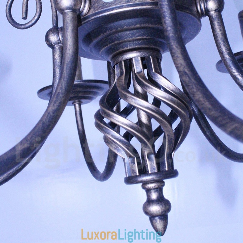 Designer Touch Decorative 6 Light Rustic Retro Vintage Black White Pendant Candle Chandelier