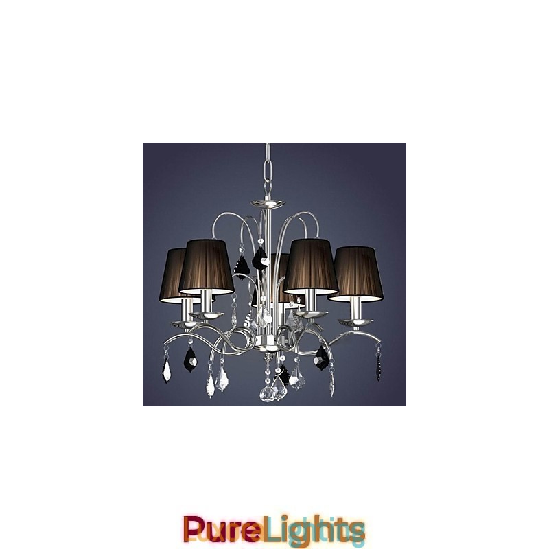 Designer Touch Decorative Cloth Lamp Shade Crystal Chandelier 5 Lights