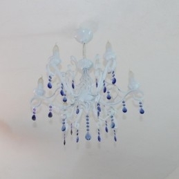 Designer Touch Decorative 6 Light Crystal Rustic Retro Vintage Black White Blue Pendant Candle Chandelier