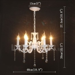 Designer Touch Decorative 6 Light Crystal Rustic Retro Vintage White Pendant Candle Chandelier