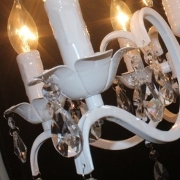 Designer Touch Decorative 6 Light Crystal Rustic Retro Vintage White Pendant Candle Chandelier