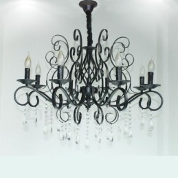 Designer Touch Decorative 8 Light Crystal Rustic Retro Vintage Black Pendant Candle Chandelier