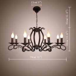 Designer Touch Decorative 8 Light Rustic Retro Vintage Black Pendant Candle Chandelier