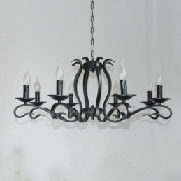 Designer Touch Decorative 8 Light Rustic Retro Vintage Black Pendant Candle Chandelier