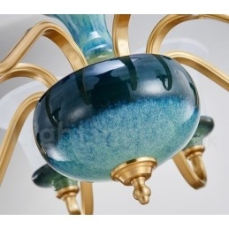 Designer Touch Decorative Retro Vintage Brass Ceramics Pendant Candle Chandelier with Glass Shades