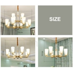 Designer Touch Decorative Retro Vintage Brass Crystals Pendant Candle Chandelier with Glass Shades