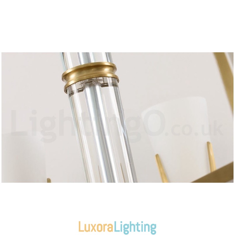 Designer Touch Decorative Retro Vintage Brass Crystals Pendant Candle Chandelier with Glass Shades