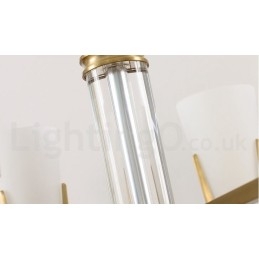 Designer Touch Decorative Retro Vintage Brass Crystals Pendant Candle Chandelier with Glass Shades