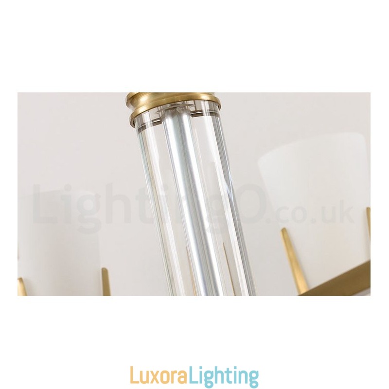 Designer Touch Decorative Retro Vintage Brass Crystals Pendant Candle Chandelier with Glass Shades