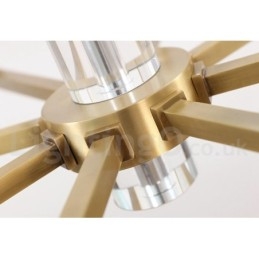 Designer Touch Decorative Retro Vintage Brass Crystals Pendant Candle Chandelier with Glass Shades