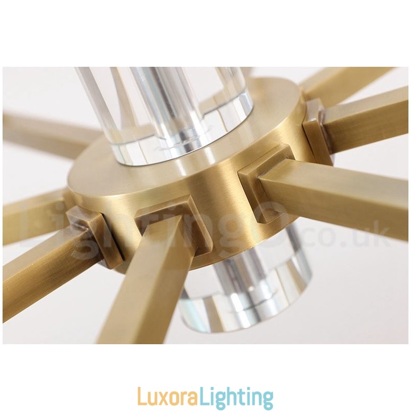 Designer Touch Decorative Retro Vintage Brass Crystals Pendant Candle Chandelier with Glass Shades