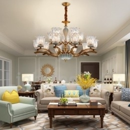 Designer Touch Decorative Retro Vintage Brass Ceramics Pendant Candle Chandelier with Glass Shades