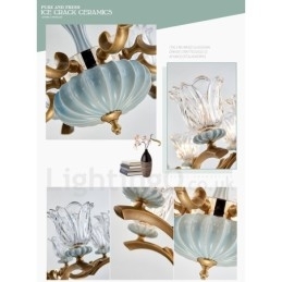 Designer Touch Decorative Retro Vintage Brass Ceramics Pendant Candle Chandelier with Glass Shades