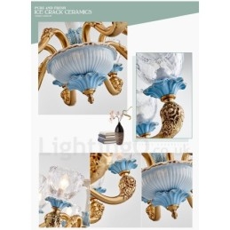 Designer Touch Decorative Retro Vintage Brass Ceramics Pendant Candle Chandelier with Glass Shades