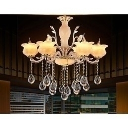 Designer Touch Decorative Jade Crystal Pendant lamp Candle Style Chandelier