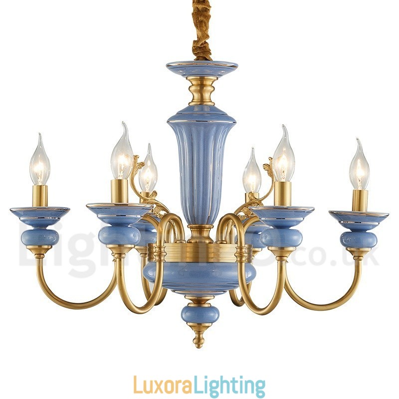 Designer Touch Decorative Retro Vintage Brass Ceramics Pendant Candle Chandelier