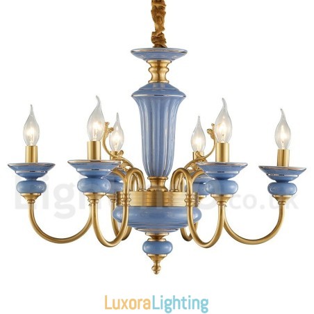 Designer Touch Decorative Retro Vintage Brass Ceramics Pendant Candle Chandelier