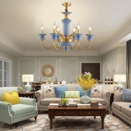 Designer Touch Decorative Retro Vintage Brass Ceramics Pendant Candle Chandelier