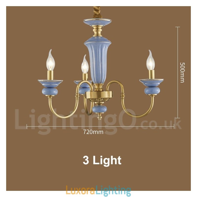 Designer Touch Decorative Retro Vintage Brass Ceramics Pendant Candle Chandelier