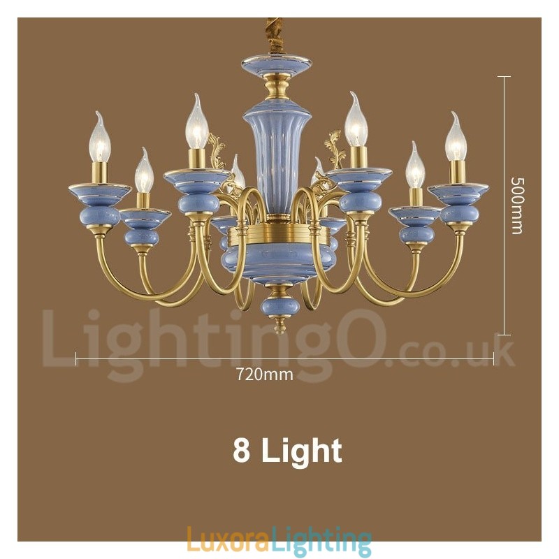 Designer Touch Decorative Retro Vintage Brass Ceramics Pendant Candle Chandelier