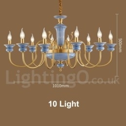 Designer Touch Decorative Retro Vintage Brass Ceramics Pendant Candle Chandelier