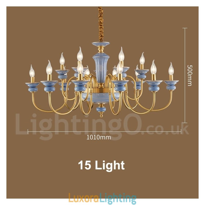 Designer Touch Decorative Retro Vintage Brass Ceramics Pendant Candle Chandelier