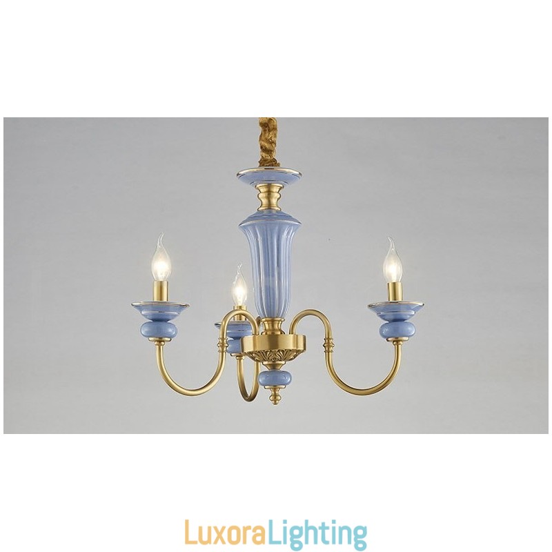 Designer Touch Decorative Retro Vintage Brass Ceramics Pendant Candle Chandelier