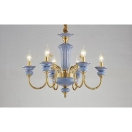 Designer Touch Decorative Retro Vintage Brass Ceramics Pendant Candle Chandelier