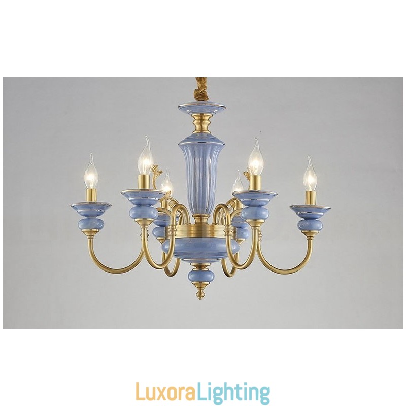 Designer Touch Decorative Retro Vintage Brass Ceramics Pendant Candle Chandelier