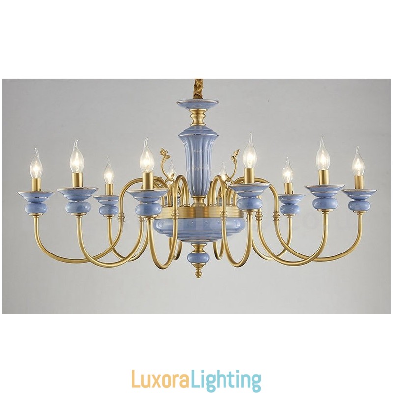 Designer Touch Decorative Retro Vintage Brass Ceramics Pendant Candle Chandelier