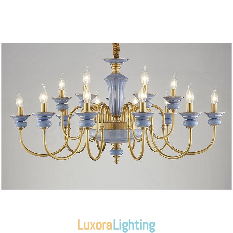Designer Touch Decorative Retro Vintage Brass Ceramics Pendant Candle Chandelier