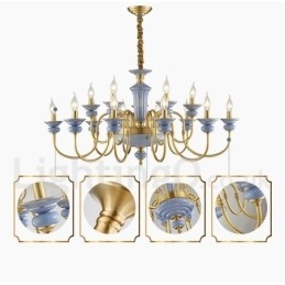Designer Touch Decorative Retro Vintage Brass Ceramics Pendant Candle Chandelier