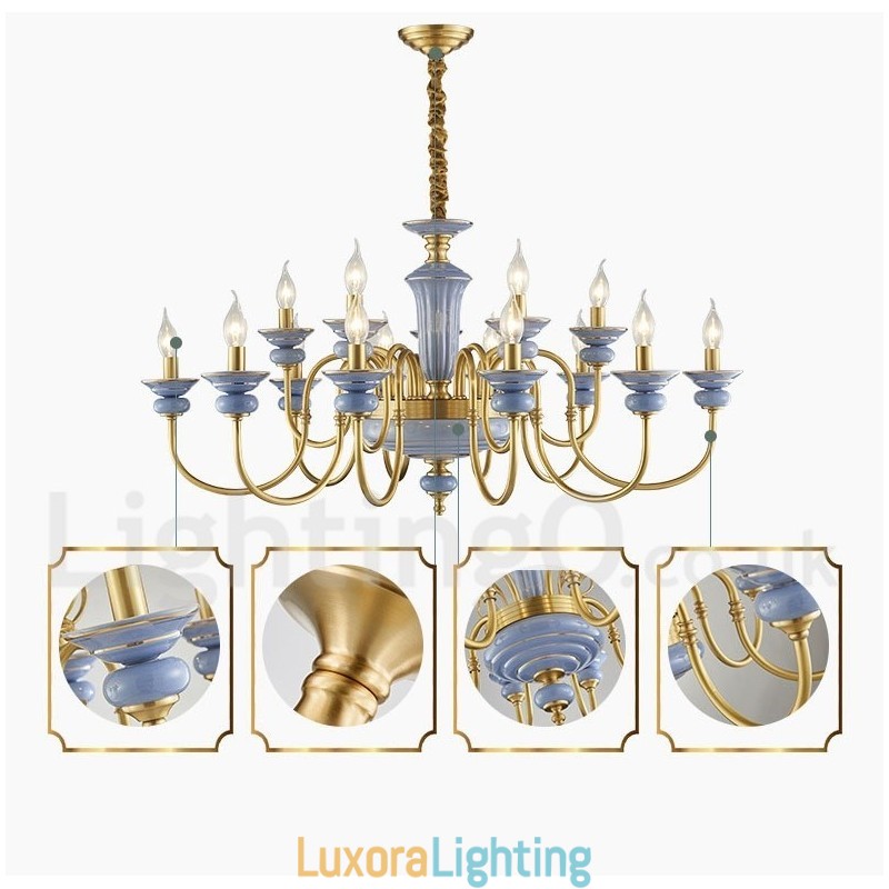 Designer Touch Decorative Retro Vintage Brass Ceramics Pendant Candle Chandelier