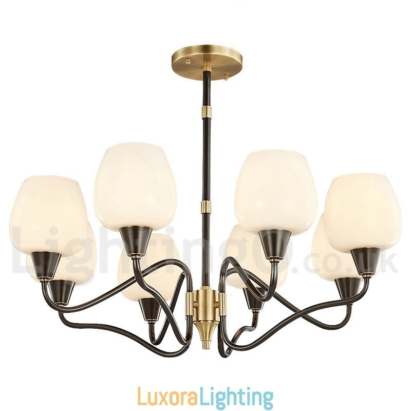 Designer Touch Decorative Retro Vintage Brass Pendant Candle Chandelier with Glass Shades